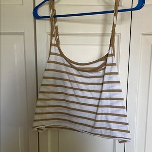 Aerie Tan and White Striped Crop Top